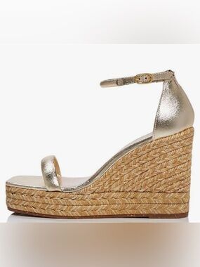NWOT Stuart Weitzman Nudist Espadrille Wedge, Platina, US 8.5C/EU 39 (no box)